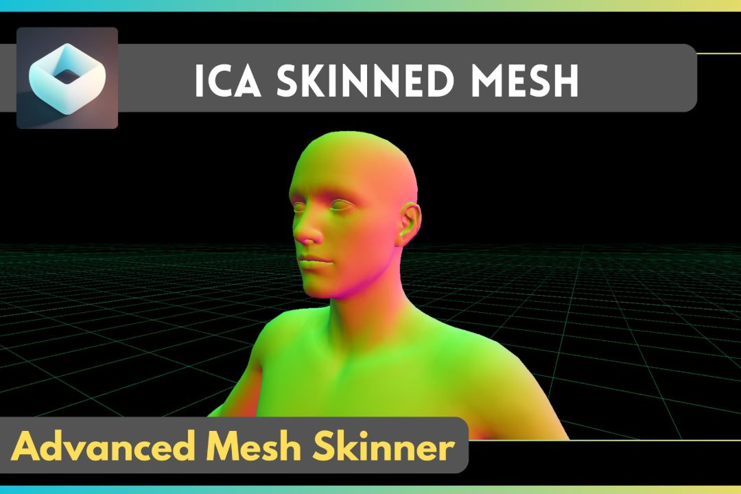 Ica Skinned Mesh asset cover showing a character with normal visualization.
