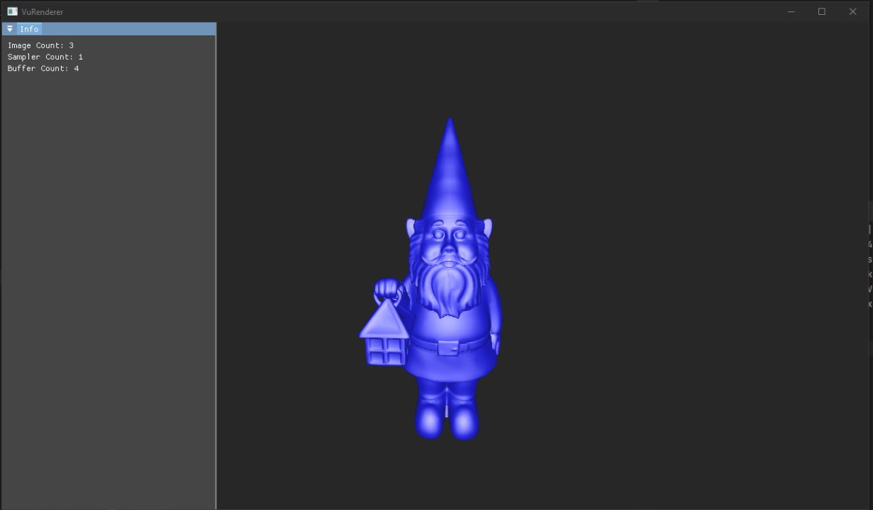 A blue garden gnome rendered in VuMake.